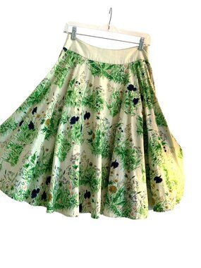 Viola (Anthropology)Floral circle Skirt Size S Cotton-Linen 28’Waist 26’long